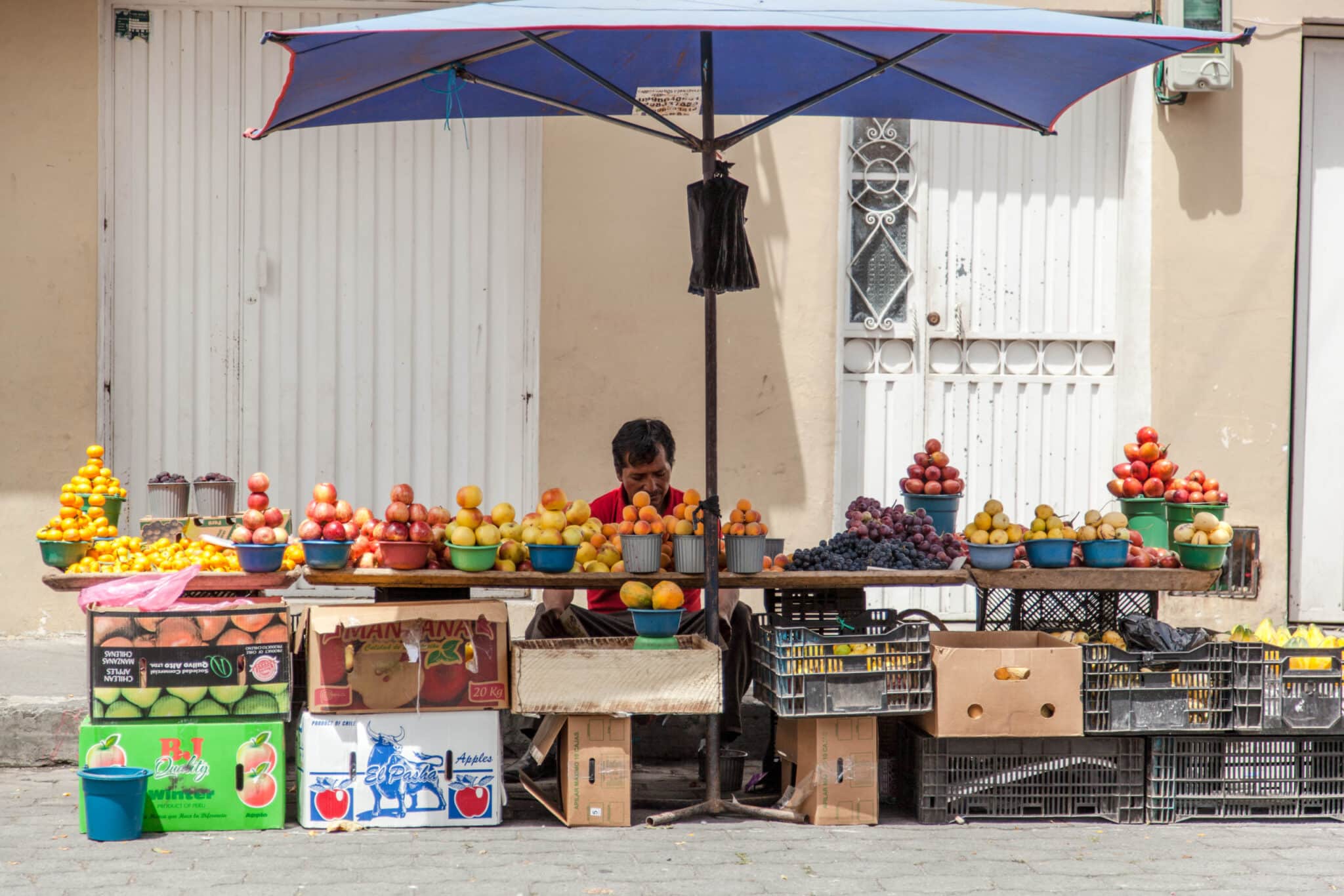 Fruit stand in Quito Ecuador on the streets of Ecuador